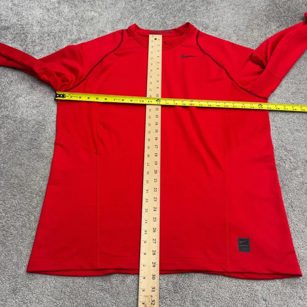 Nike Pro Fitted Hyperwarm Fitted Long Sleeve T-Shirt Mens 2XL Red Training Tee